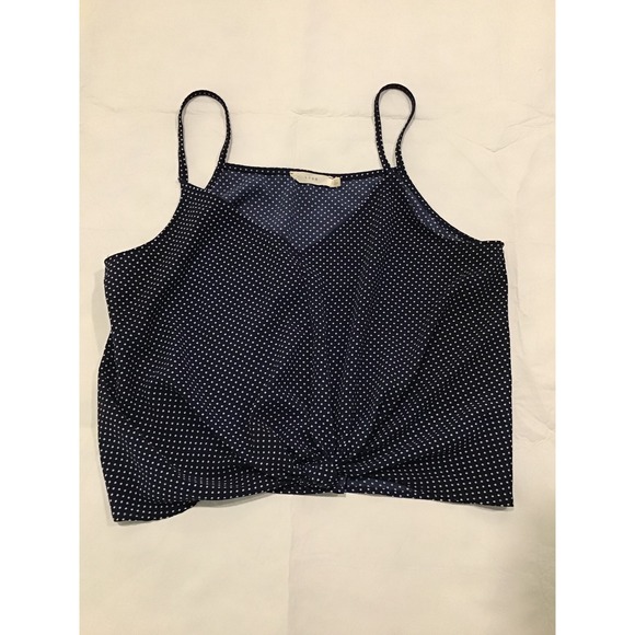 Lush Tops - Lush Navy Blue Polka Dot Cami Spaghetti Strap Tank Top Women Large